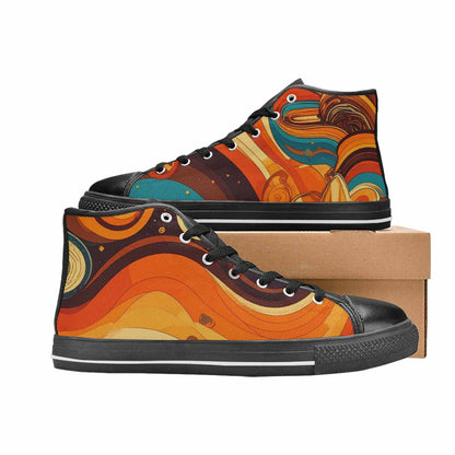 MEN'S Groovy 70S Peace High Top Canvas Neon Fantasy Custom Sneakers