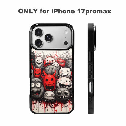 iPhone 17 Pro Max Case — Black &amp; Red Ink Cartoon Cute, Custom Printed Phone Case