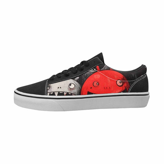 WOMEN'S Monsters Black & Red Ink Canvas Original Design Vibrant Chaos Shoes
