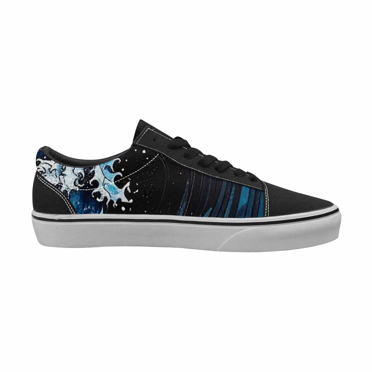 WOMEN'S Nautical Wave Lace-Up Canvas Surreal Custom Shoes