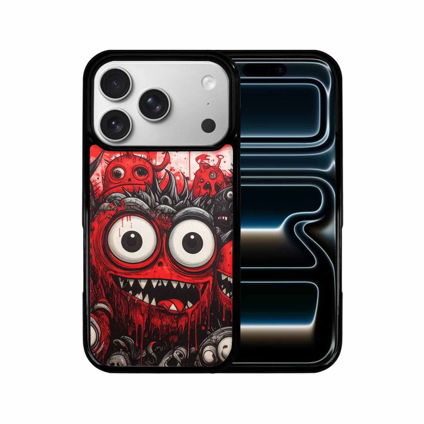 iPhone 17 Pro Case — Black Red Ink Monsters General Cartoon, Custom Made Phone Cover