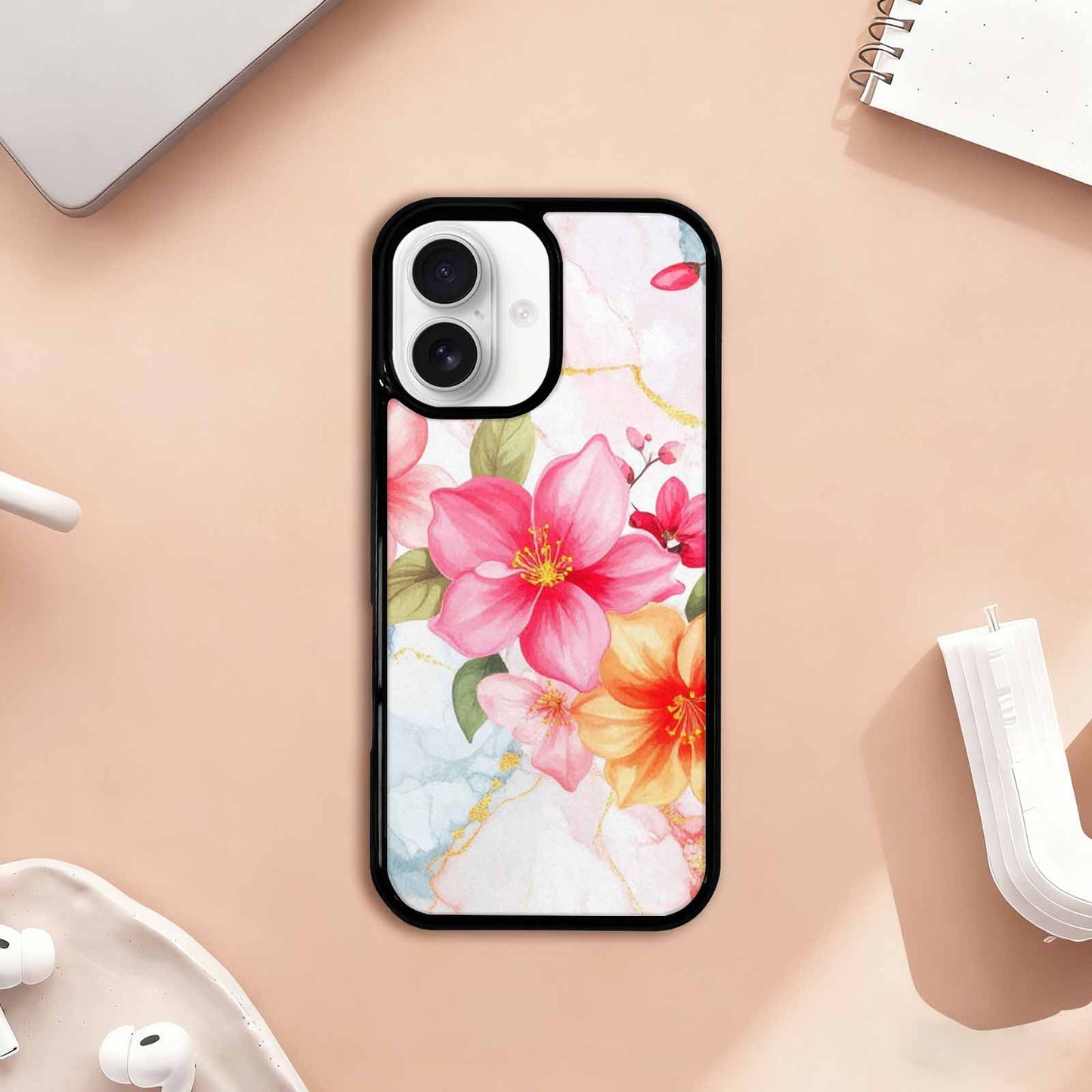 iPhone 17 Case — Marble Floral, Customized Protective Case