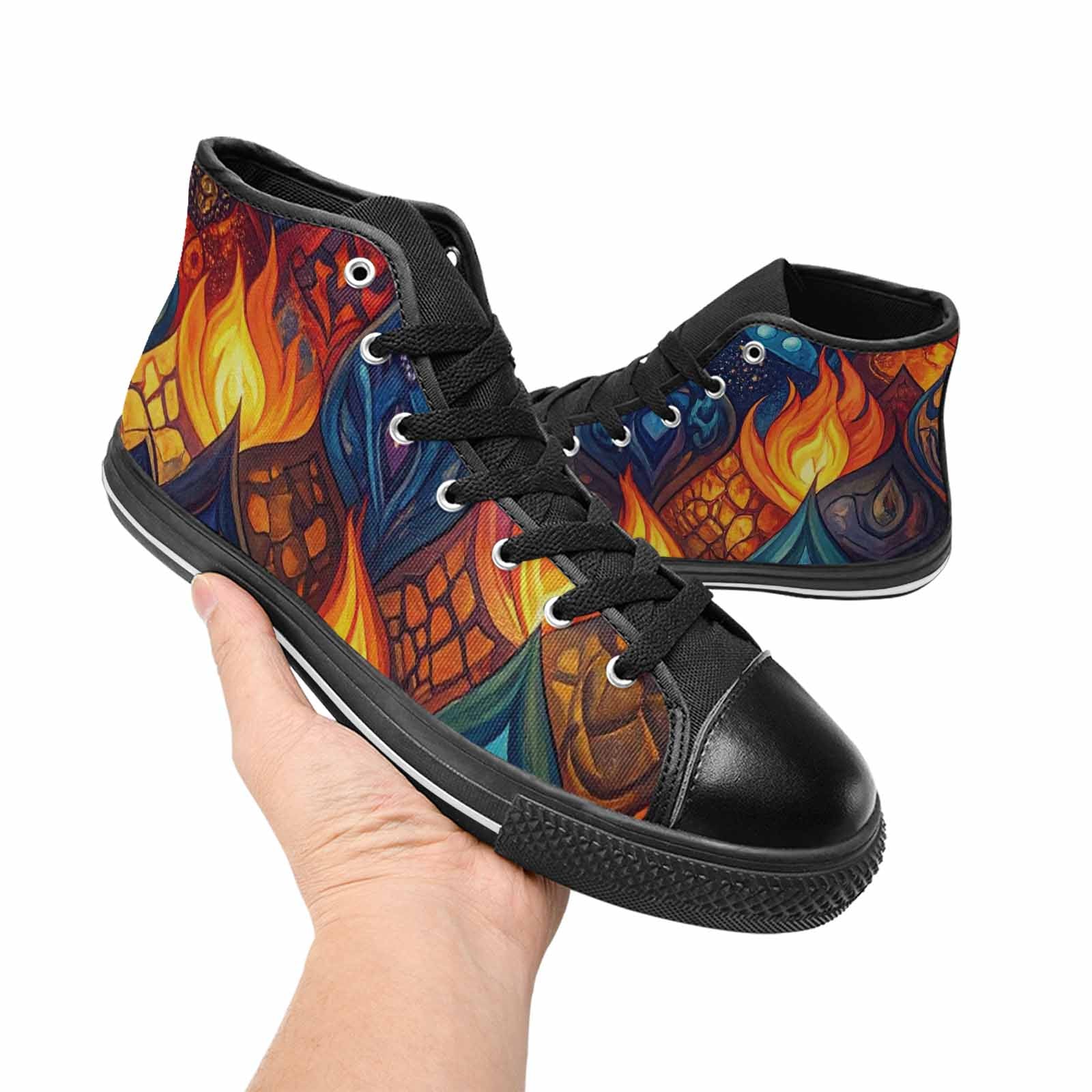 WOMEN'S Fire Flame High Top Canvas Vivid Sneakers