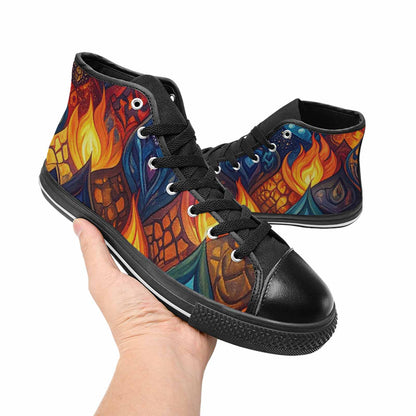 WOMEN'S Fire Flame High Top Canvas Vivid Sneakers