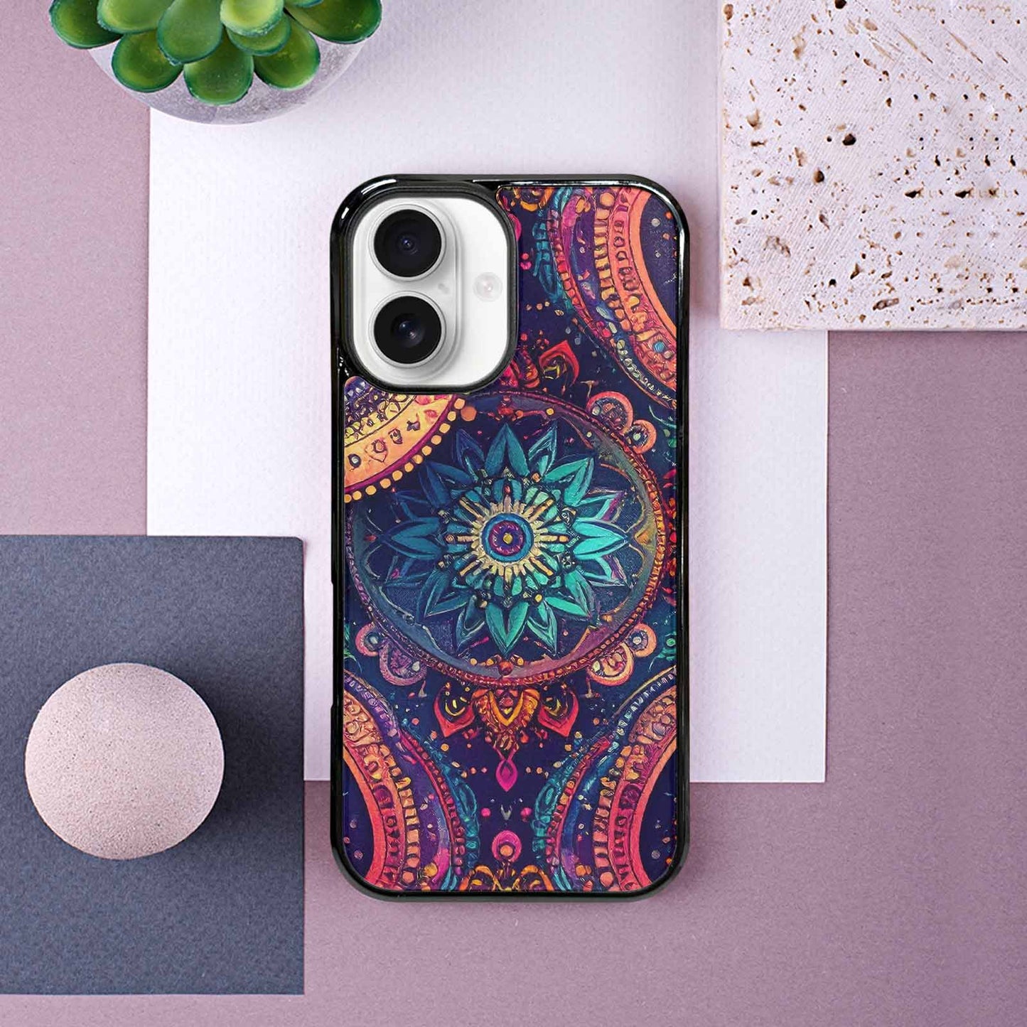iPhone 16 Case — Paisley Mandala, Custom Designed Case Cover
