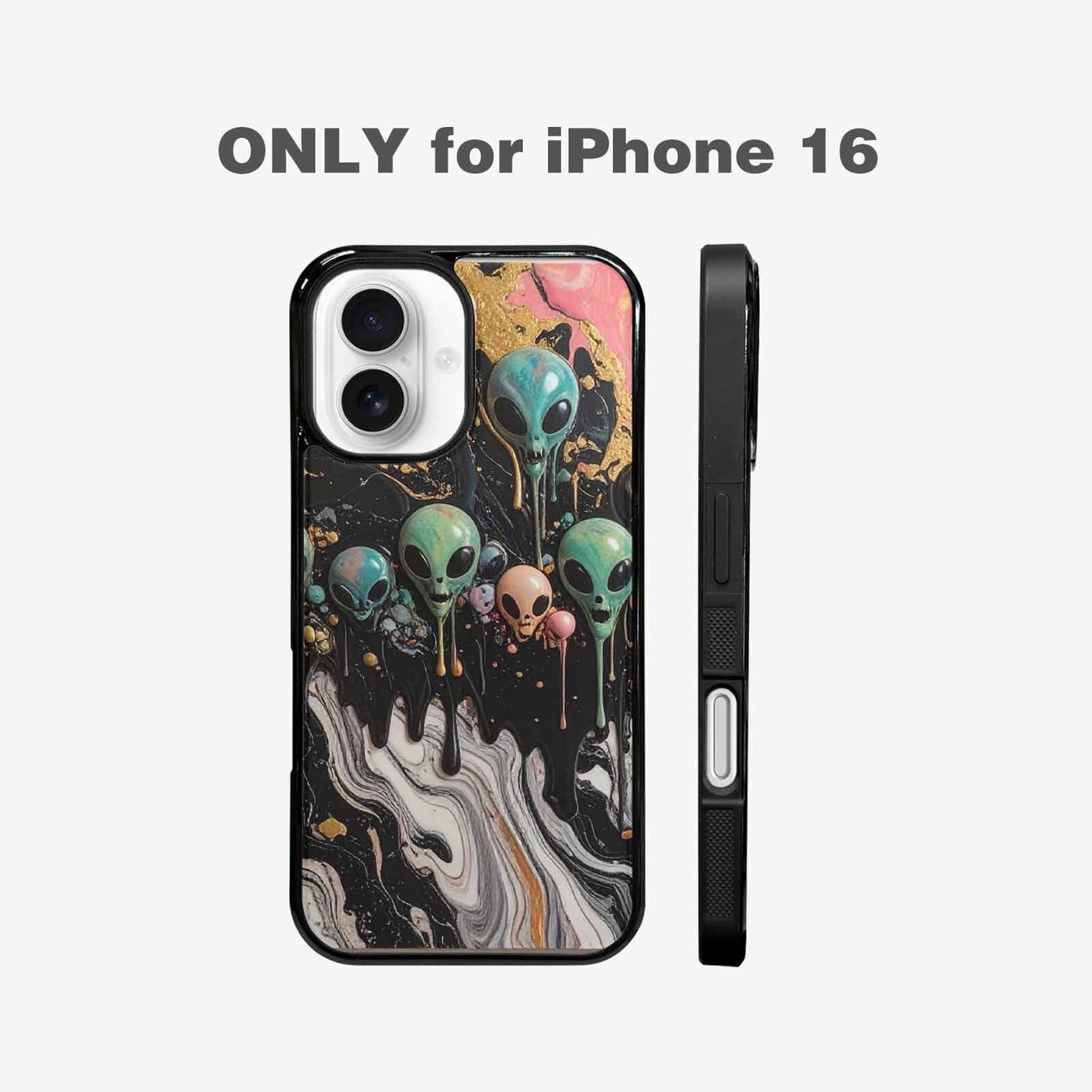 iPhone 16 Case — Aliens Marblemelting Aliens Pa Ciq, Customized Protective Case