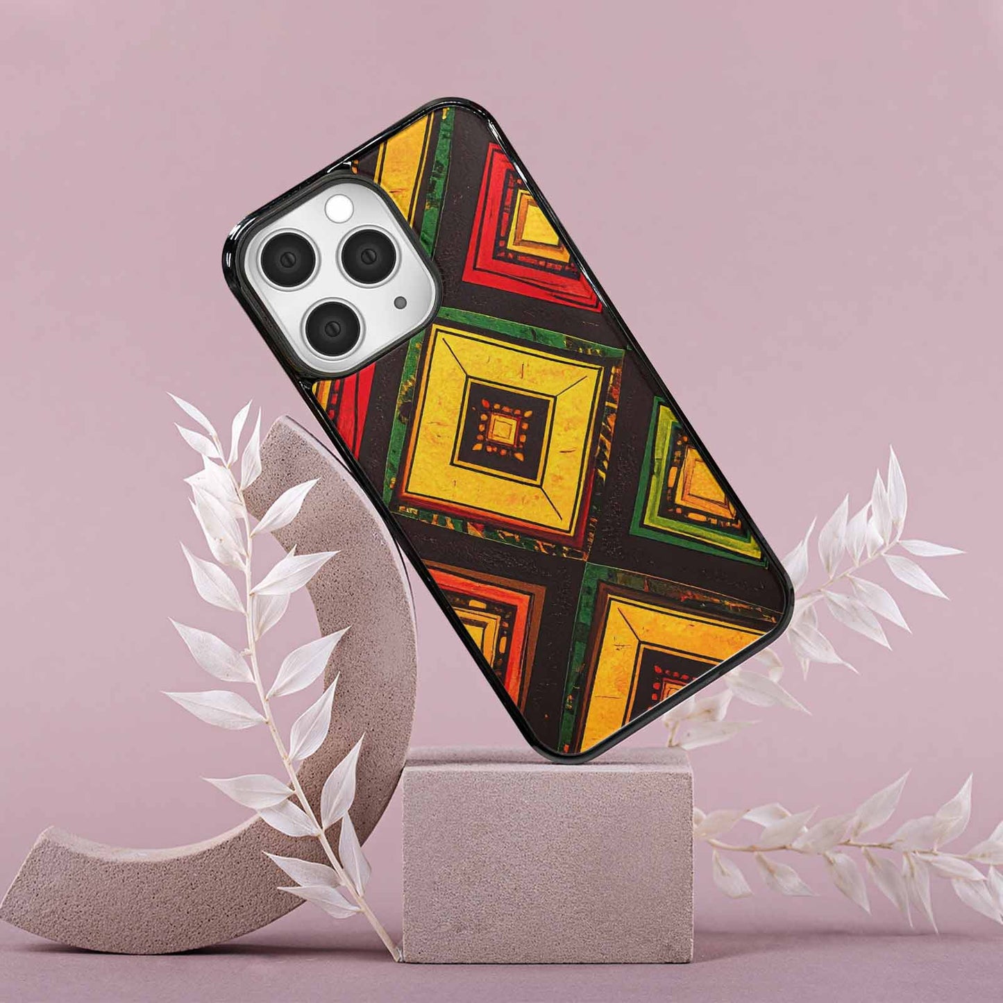 iPhone 15 Pro Max Case — African Kente Cloth Inspired Pattern Geometric, Unique Phone Case Design