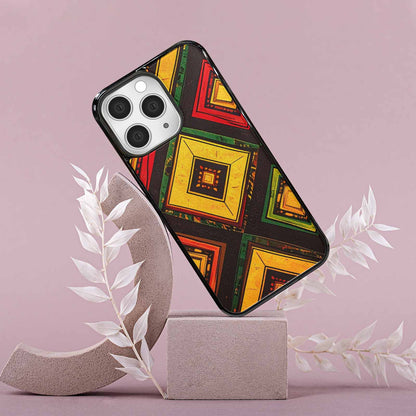 iPhone 15 Pro Max Case — African Kente Cloth Inspired Pattern Geometric, Unique Phone Case Design