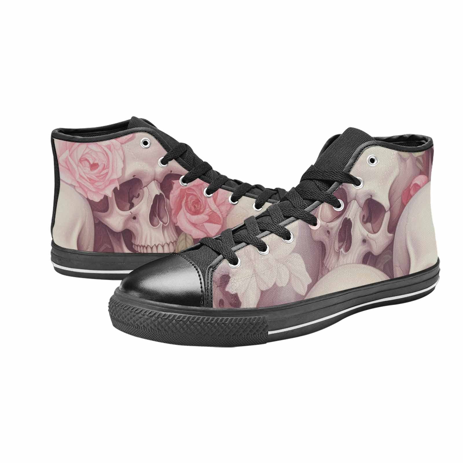 MEN'S Skulls Roses Soft Airbrush High Top Canvas Grunge Shoes