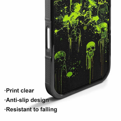 iPhone 17 Case — Skeletons Neon Green Original Art, Custom Designed Case Cover