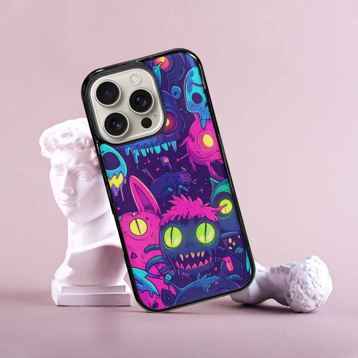 iPhone 16 Pro Case — Mixed Toxic Glow Creature Pattern Hundreds, Original Design Phone Case