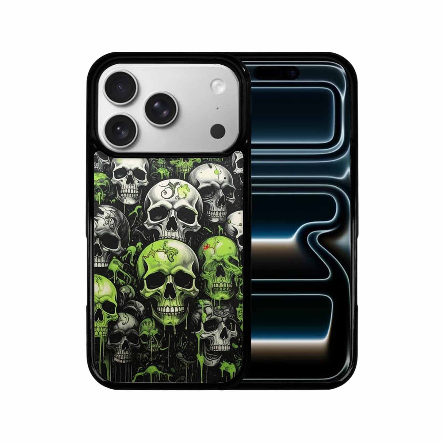 iPhone 17 Pro Case — Skulls General Black Green Ink Gothic, Custom Print Case Cover
