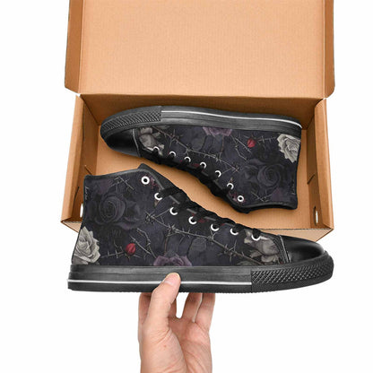 MEN'S Black Gothic Rose High Top Canvas Vivid Custom Shoes