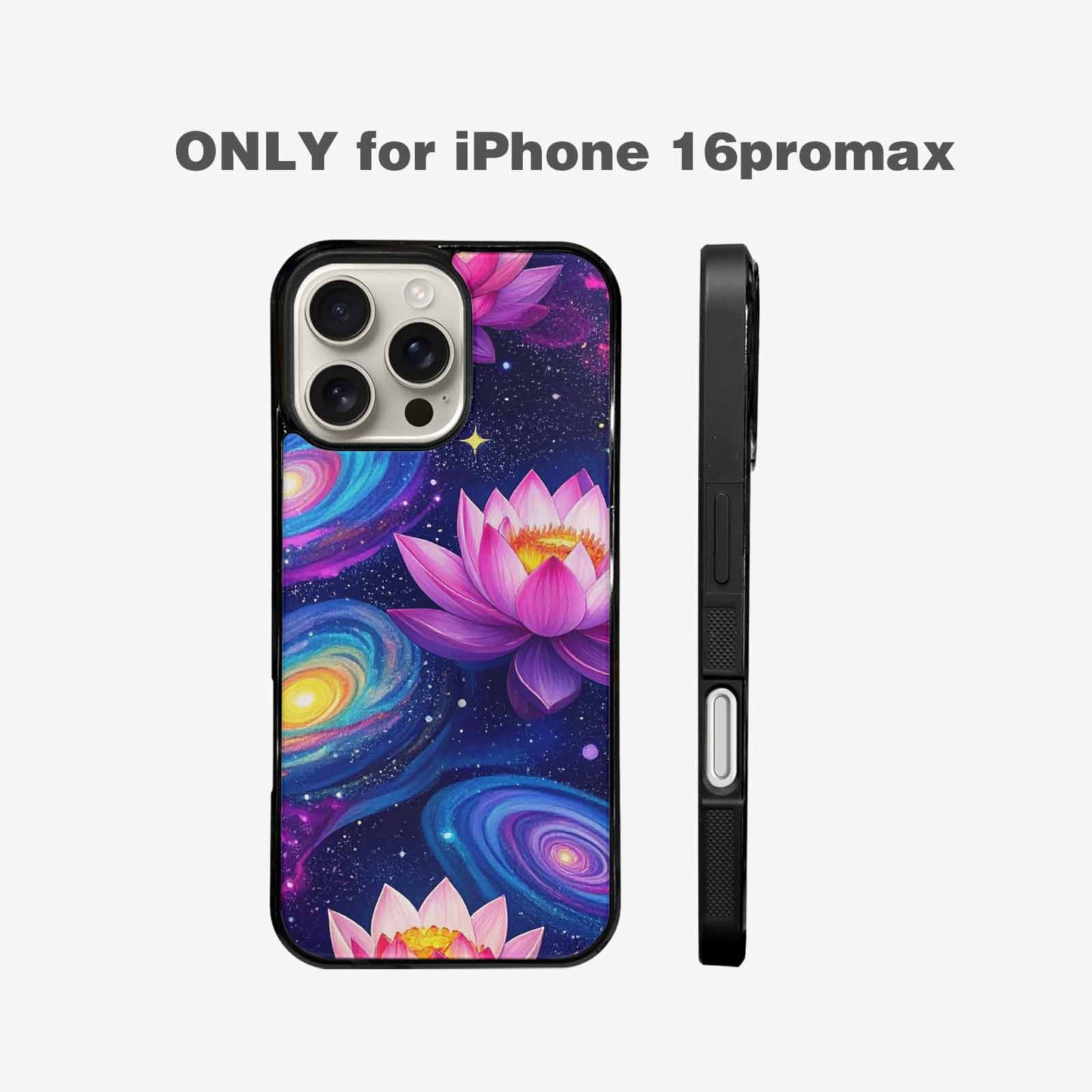 iPhone 16 Pro Max Case — Lotus Galaxy Art Seamless Pattern Vibrant, Unique Phone Case Design