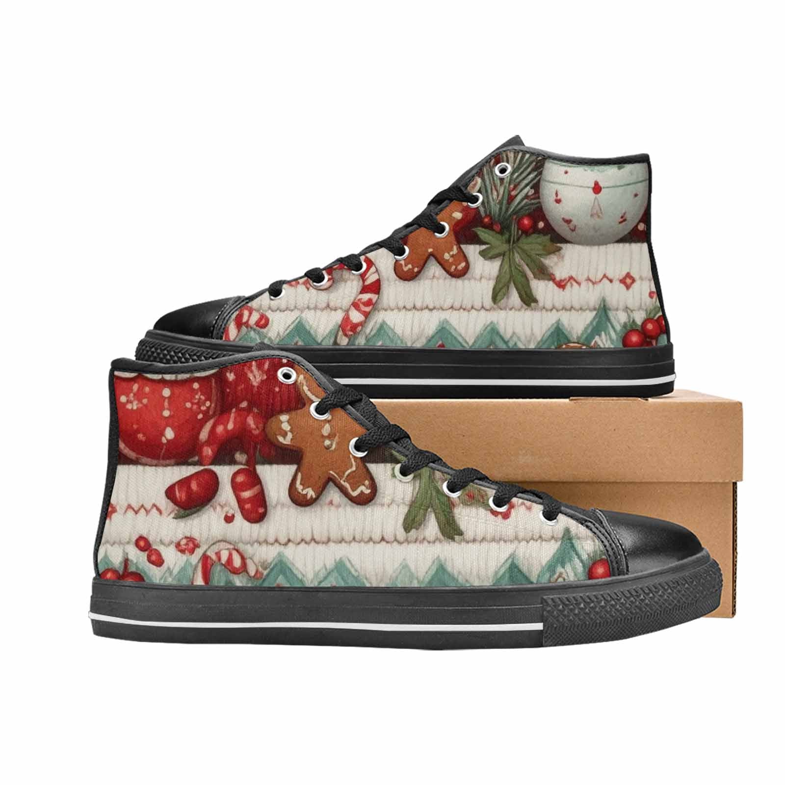 MEN'S Christmas Holly Snowflake High Top Canvas Dark Academia Sneakers