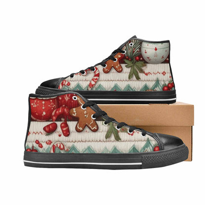 MEN'S Christmas Holly Snowflake High Top Canvas Dark Academia Sneakers