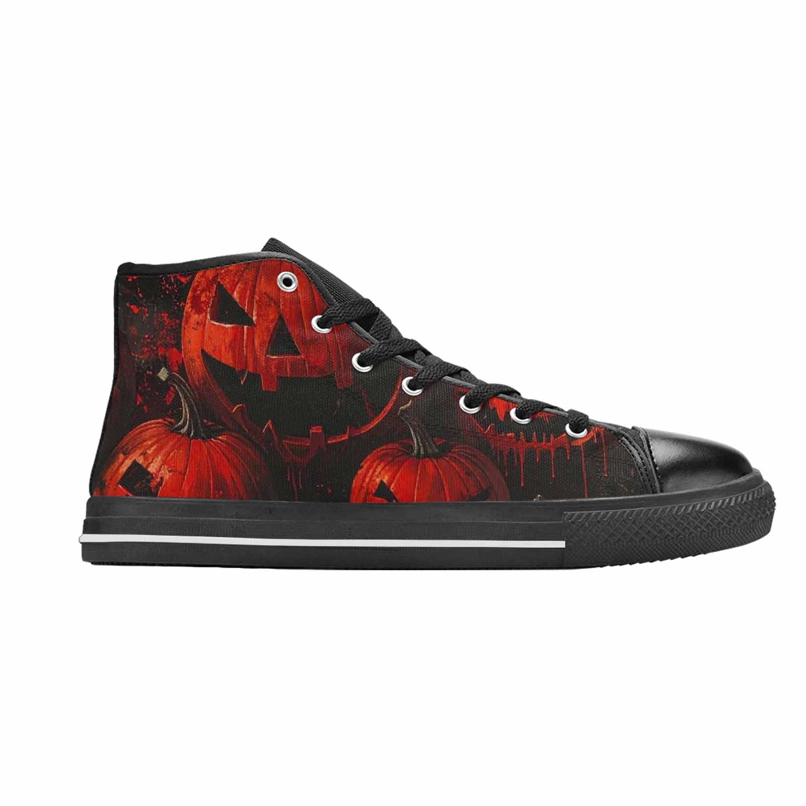 MEN'S Bloody Pumpkin Face High Top Canvas Vibrant Chaos Custom Shoes