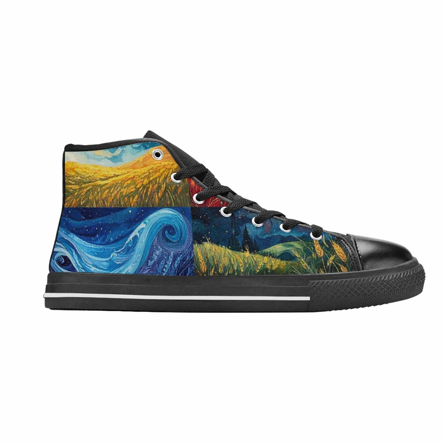 MEN'S Van Gogh-Style Swirl High Top Canvas Dark Academia Custom Shoes