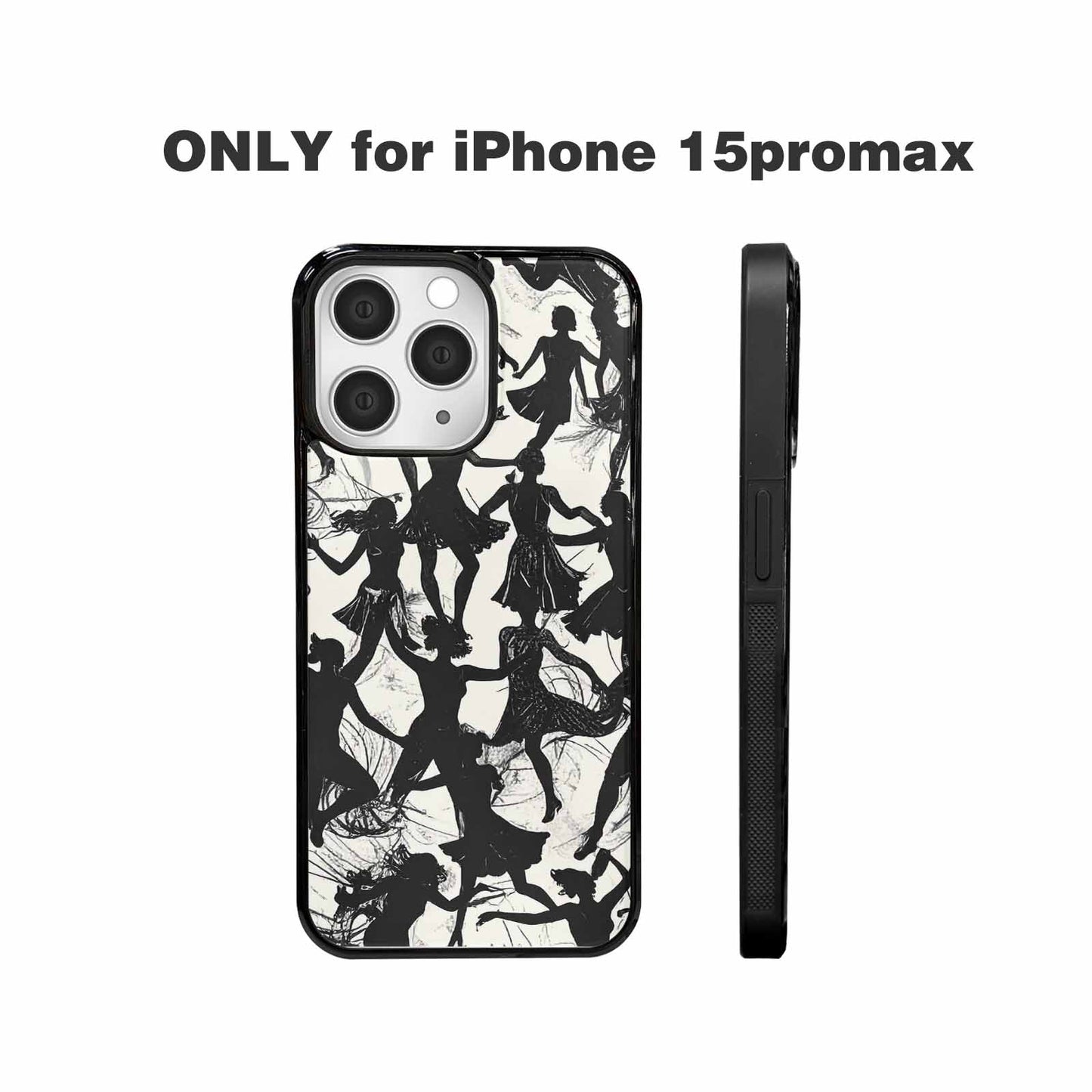 iPhone 15 Pro Max Case — Bold Dancing Figure Line Art Pattern, Custom Made Phone Cover