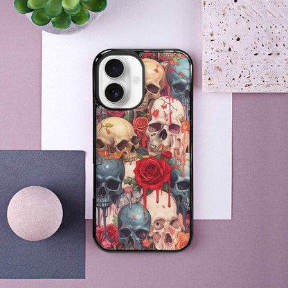 iPhone 16 Case — Skulls And Roses Skulls And Roses, Custom Phone Case