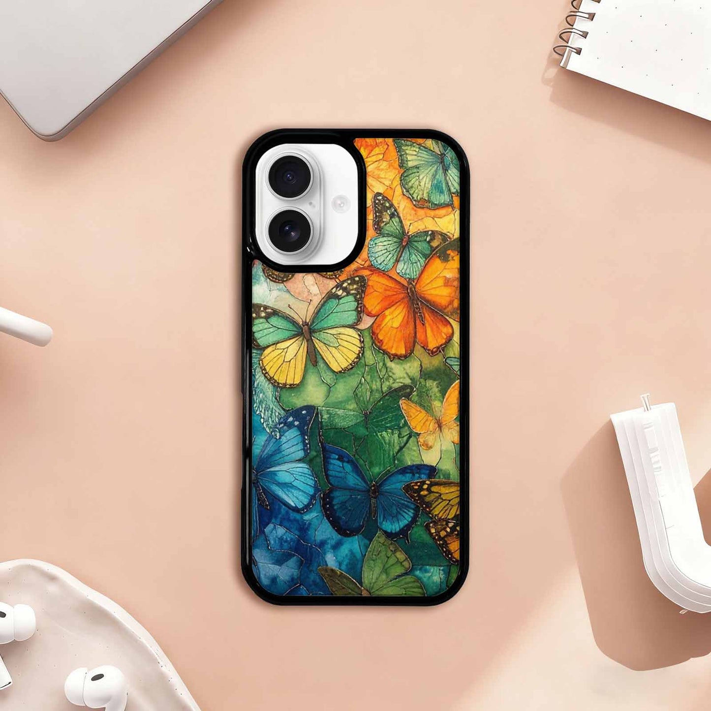 iPhone 17 Case — Vivid Butterflies Peacock Original Art, Unique Phone Case Design
