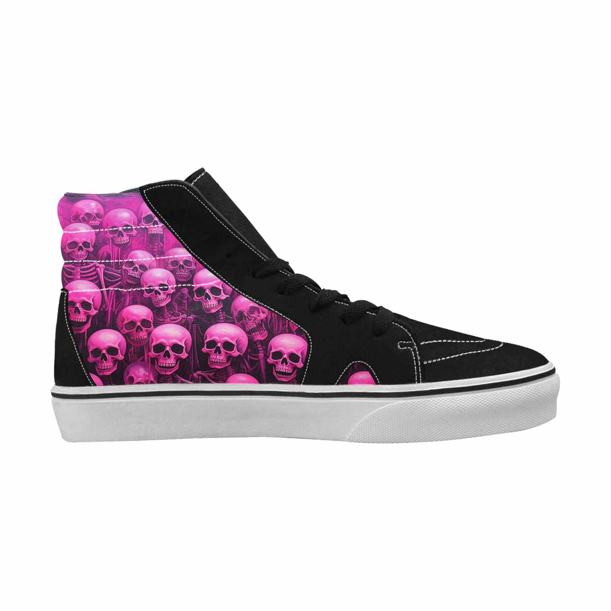 MEN'S Skeletons  Neon Pink High Top Canvas Wallpaper Art Sneakers