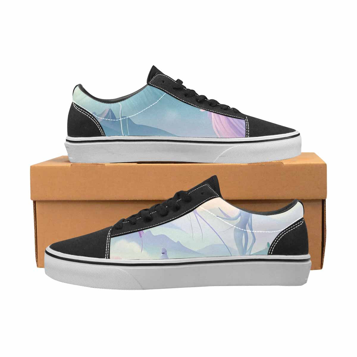 WOMEN'S Surrealist Dreamscape Canvas Lace-Up Neon Fantasy Shoes