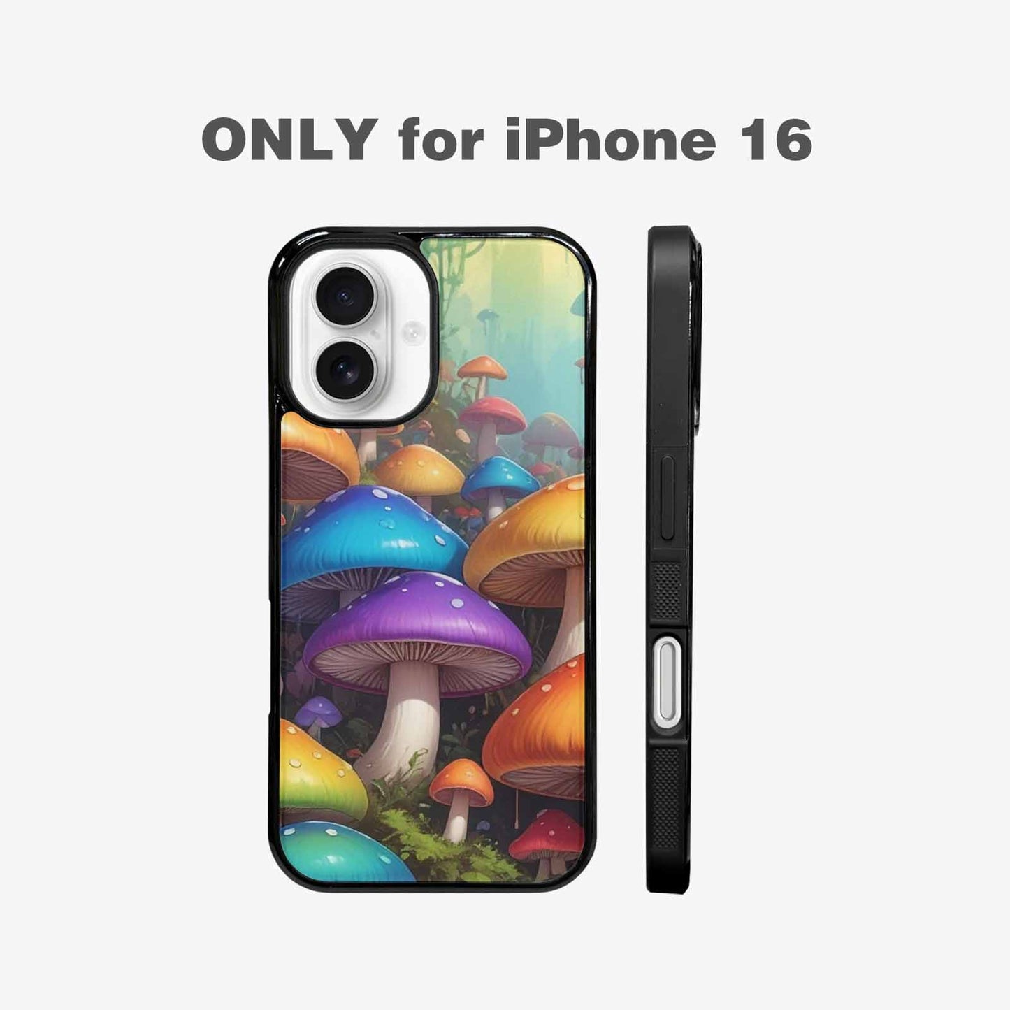 iPhone 16 Case — Overlapping Endlessly No Empty Space Mushrooms, Custom Made Phone Cover