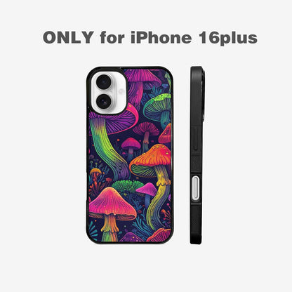 iPhone 16 Plus Case — Mushroom Psychedelic Art Seamless Pattern Vibrant, Custom Made Phone Cover