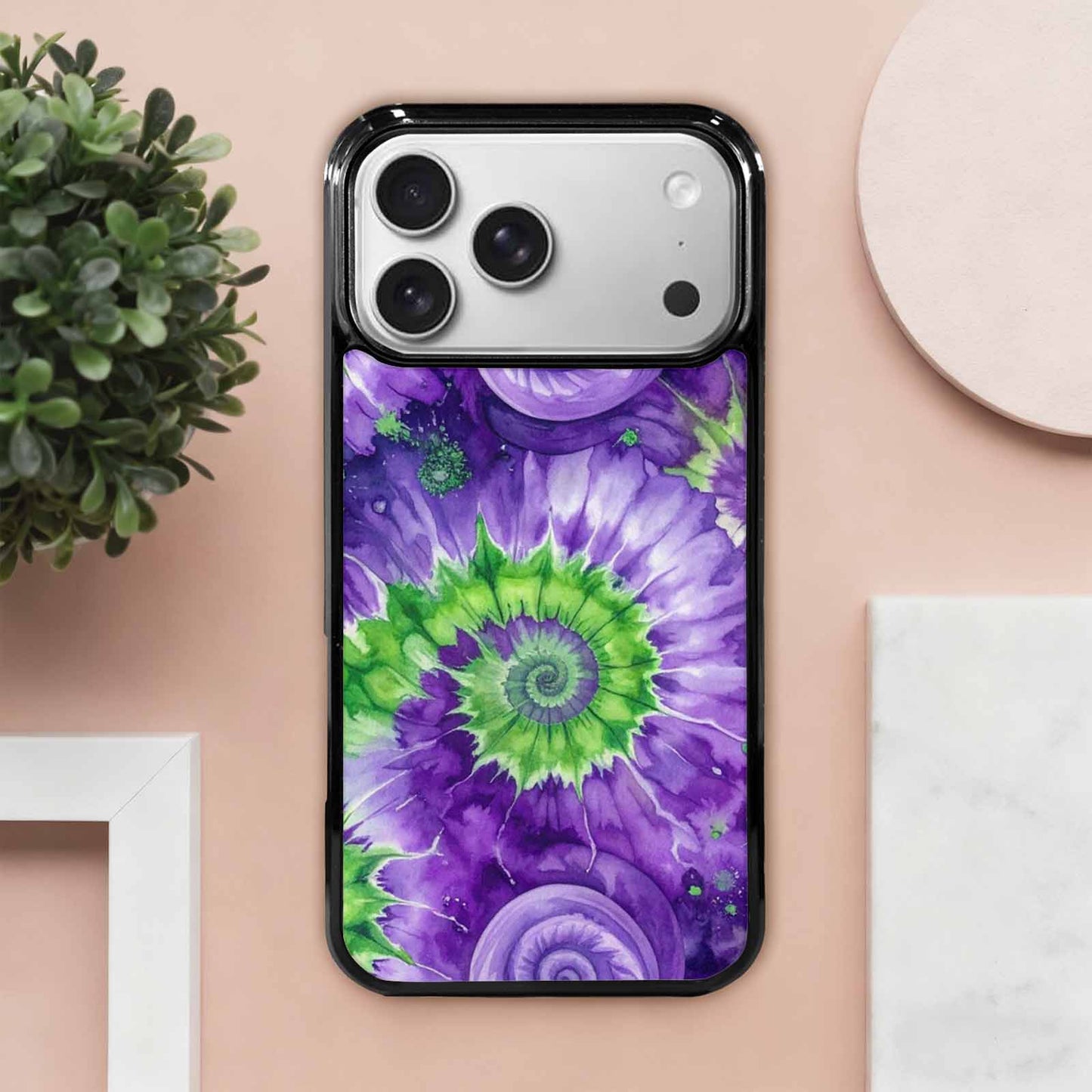iPhone 17 Pro Max Case — Tie Dye Purple Green Tie Dye, Custom Designed Case Cover