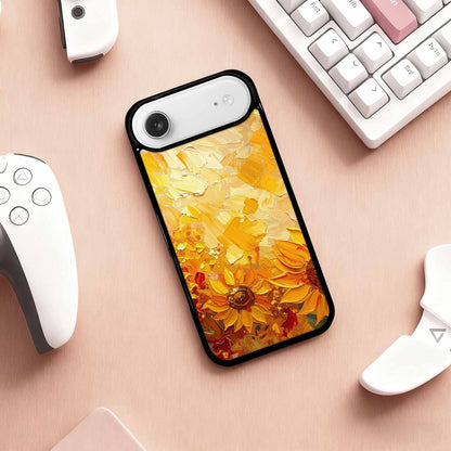 iPhone 17 Air Case — Impressionist Sunflower Brushstroke Pattern Hundreds Floral, Custom Made Phone Cover