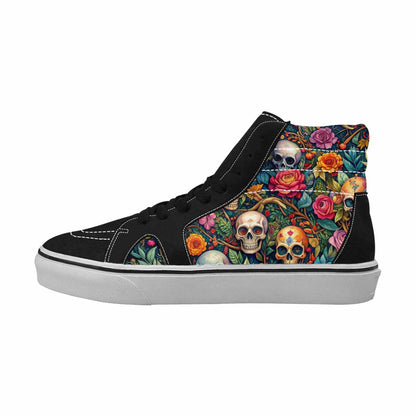 MEN'S Skulls  Botanical Skulls High Top Canvas Kaleidoscope Custom Sneakers