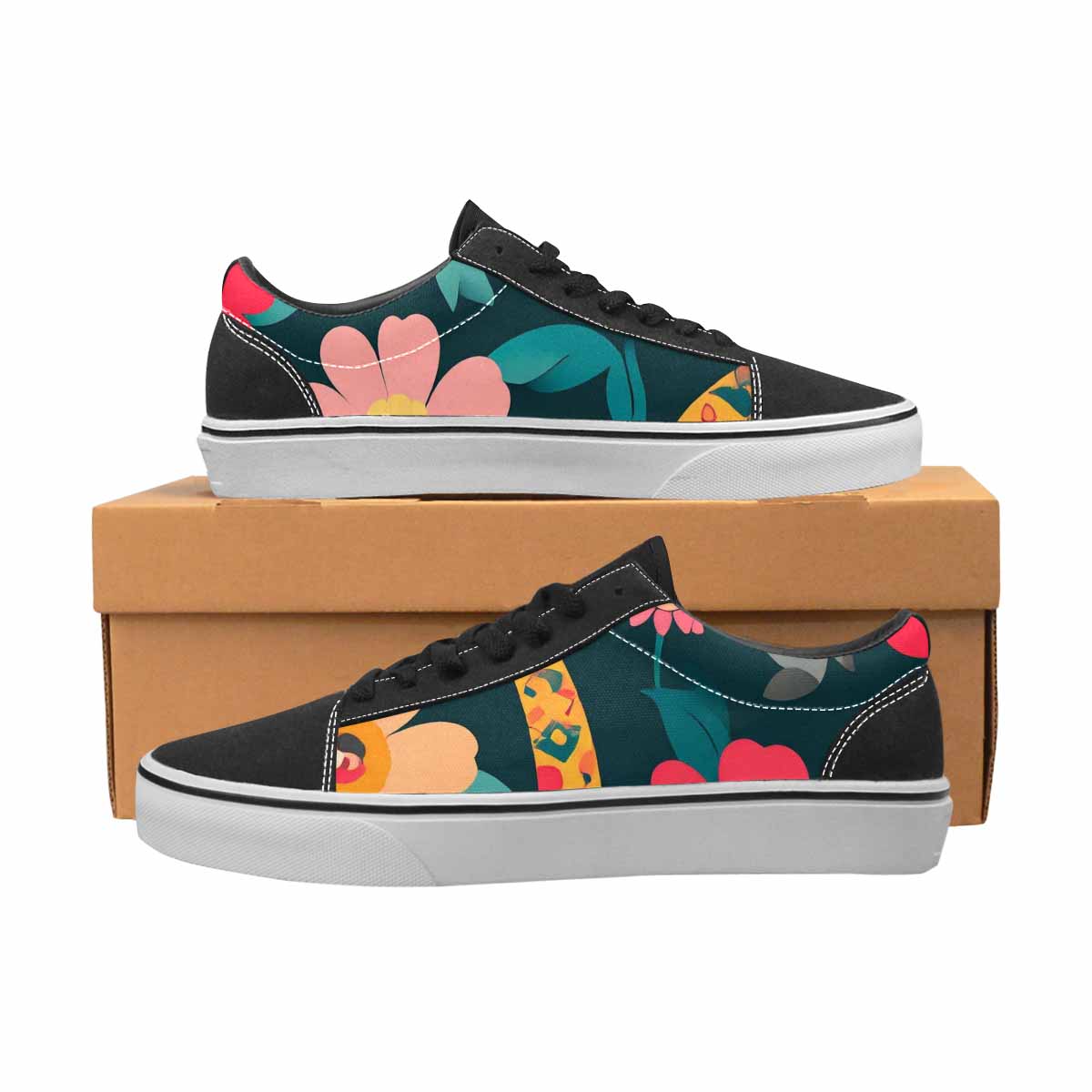 WOMEN'S Floral Snake Print Canvas Lace-Up Cottagecore Custom Shoes