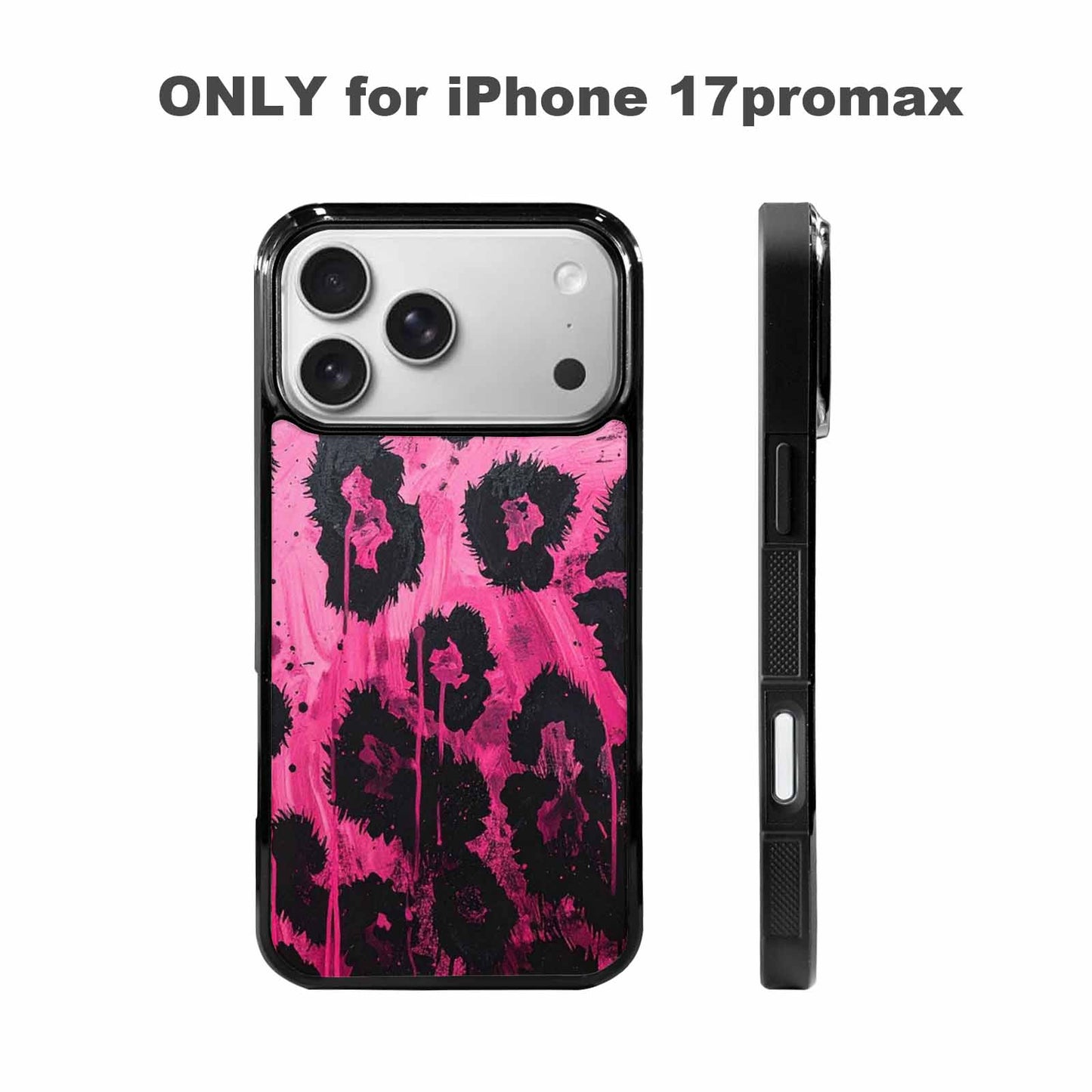 iPhone 17 Pro Max Case — Black &amp; Pink Ink Animal Print, Personalized Phone Case