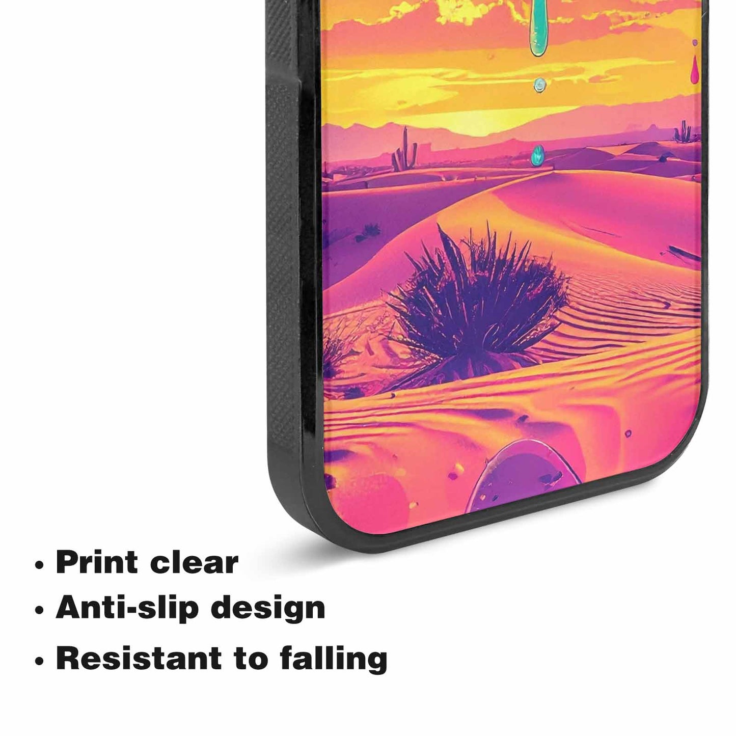 iPhone 15 Case — Surrealist Dreamscape Pattern Melting Clocks Desert, Custom Printed Phone Case