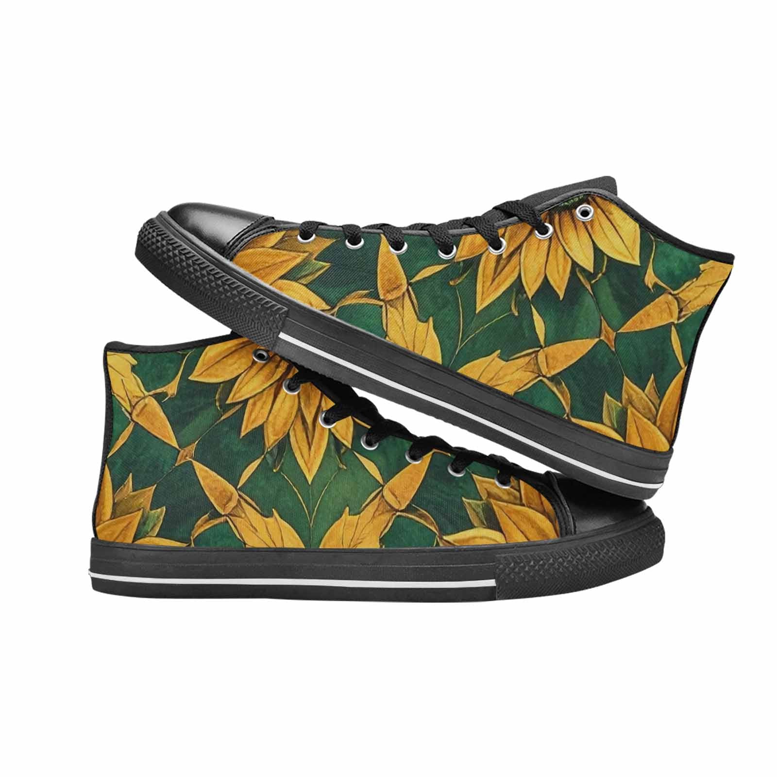 WOMEN'S Sunflower Mandala Kaleidoscope High Top Canvas Cottagecore Custom Shoes