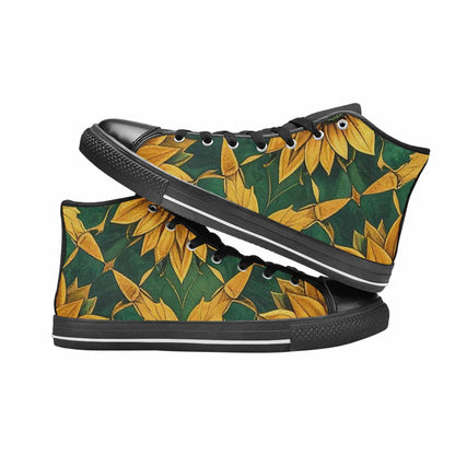 WOMEN'S Sunflower Mandala Kaleidoscope High Top Canvas Cottagecore Custom Shoes