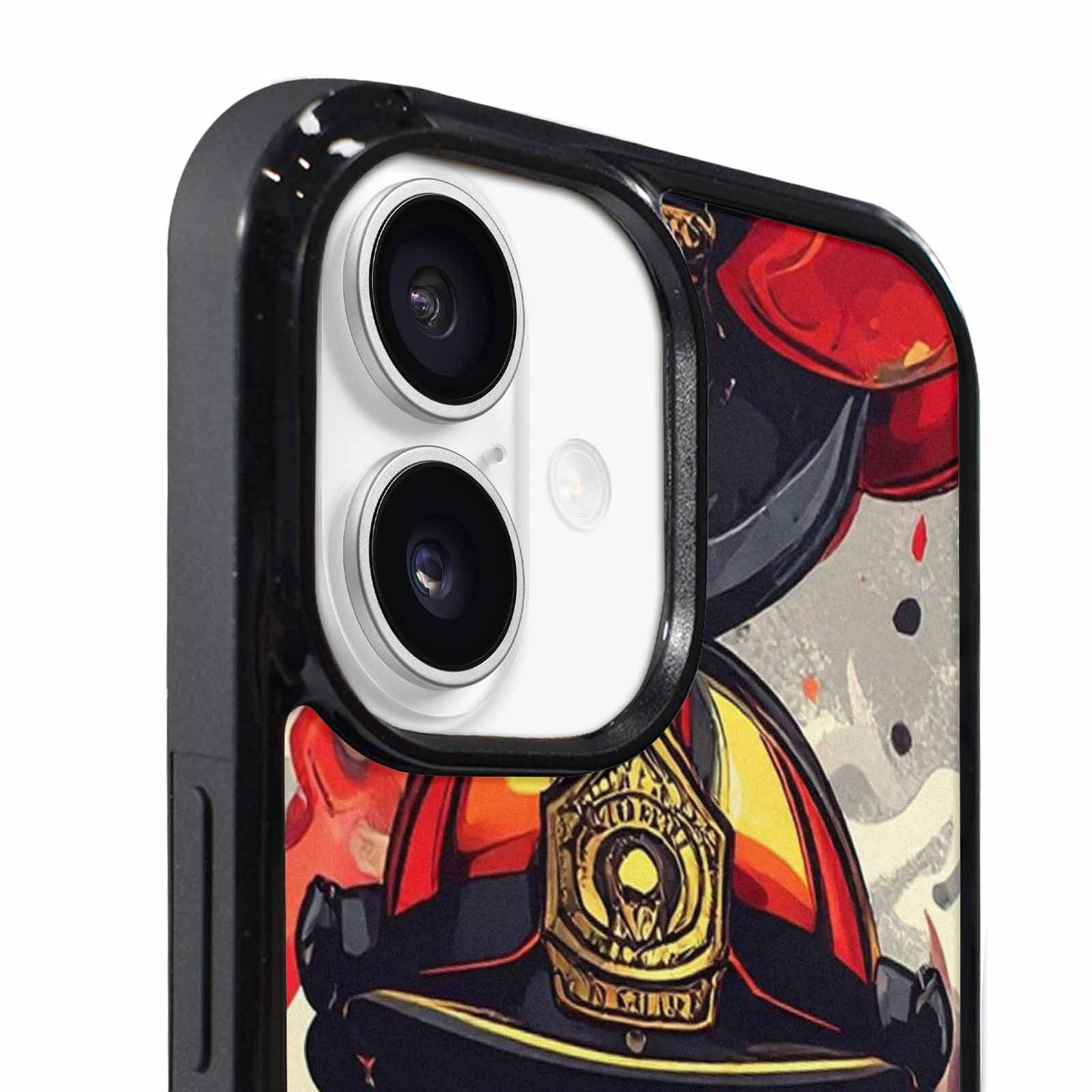 iPhone 17 Case — Firefighter Pattern, Flames Axes Original Art, Custom Printed Phone Case