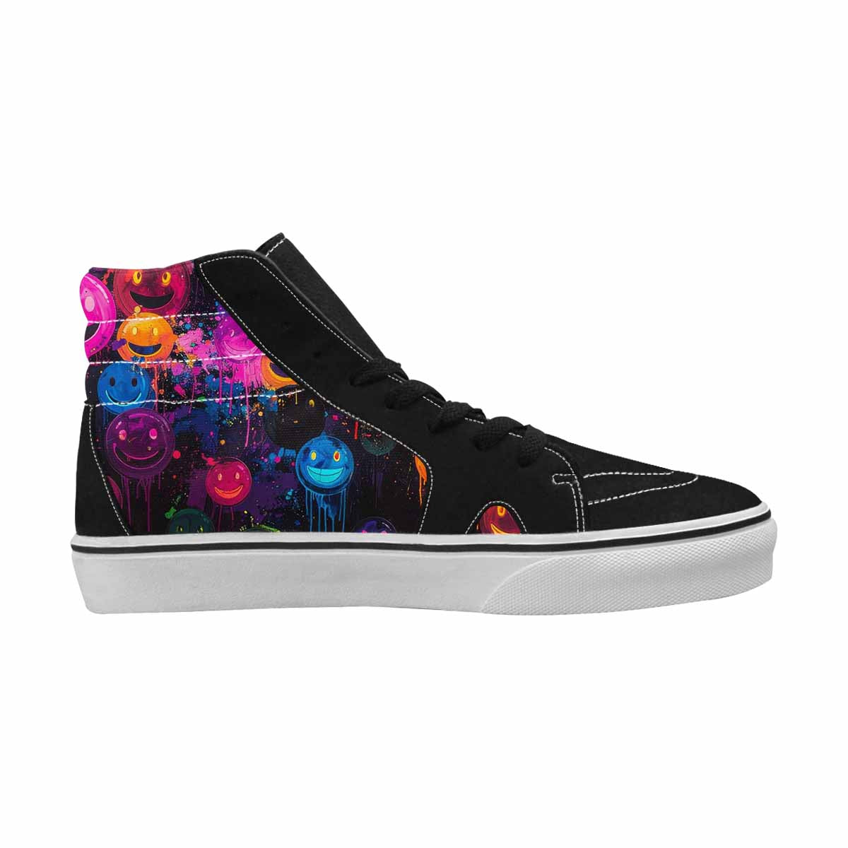 MEN'S Smiley Faces × Glow High Top Canvas Vibrant Chaos Sneakers