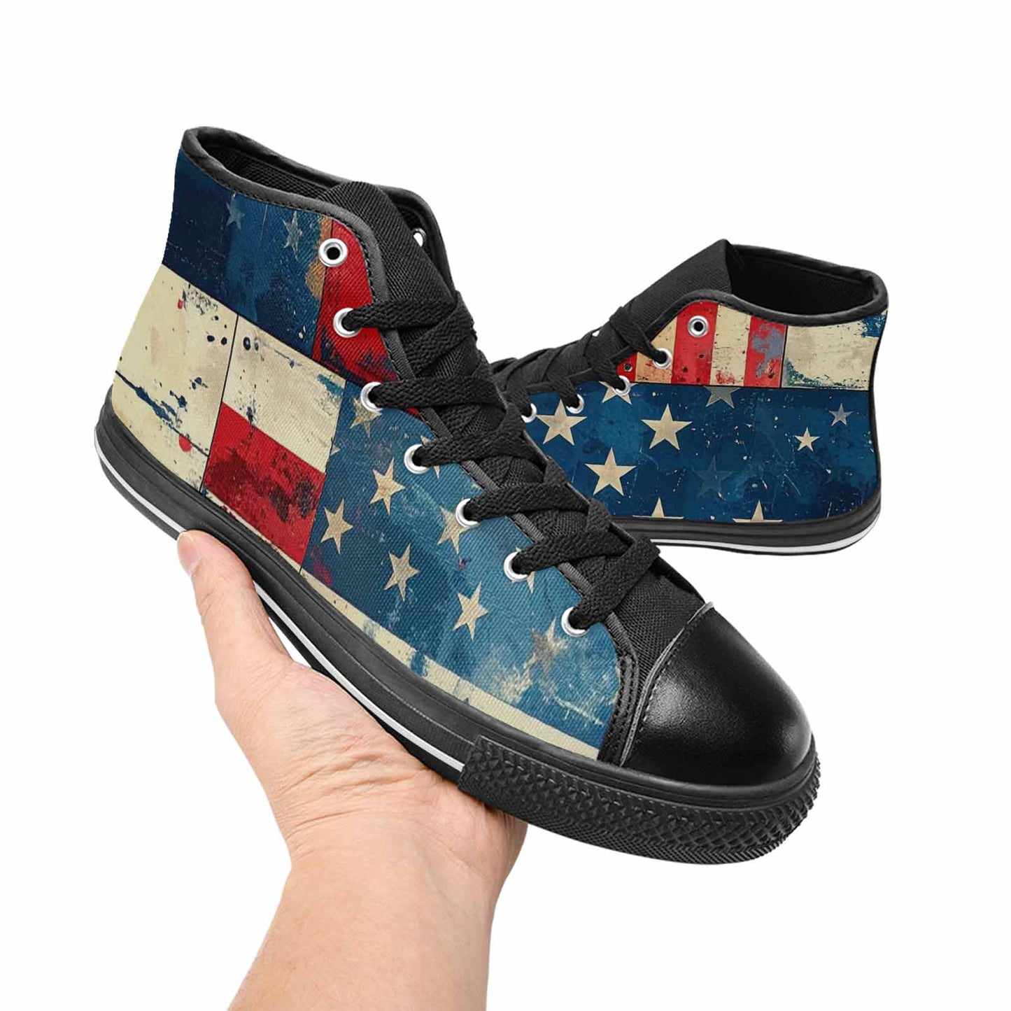 MEN'S American Flag Stars High Top Canvas Cottagecore Custom Sneakers