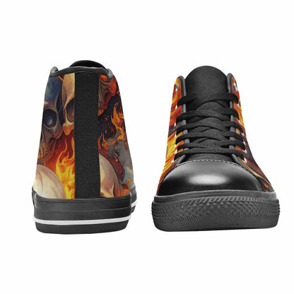 MEN'S Skulls - Flaming High Top Canvas Dark Academia Sneakers