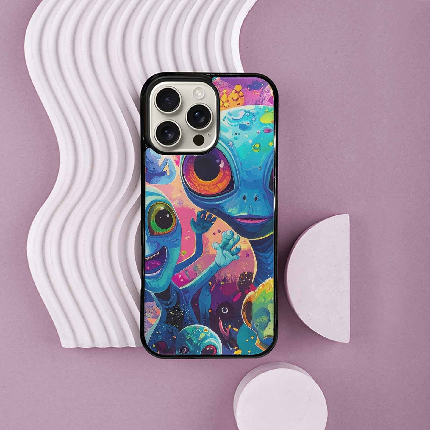 iPhone 16 Pro Max Case — Cartoon Alien Characters, Custom Made Phone Cover