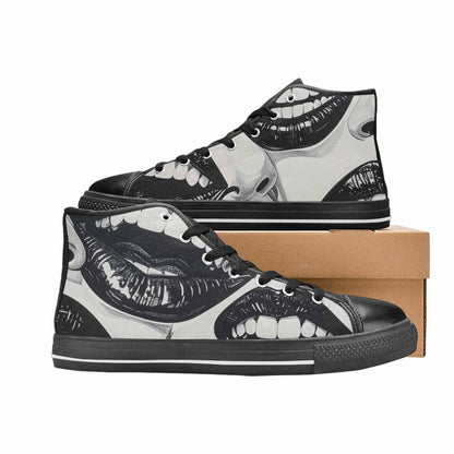 MEN'S Googly Cartoon Mouths High Top Canvas Aesthetic Custom Shoes