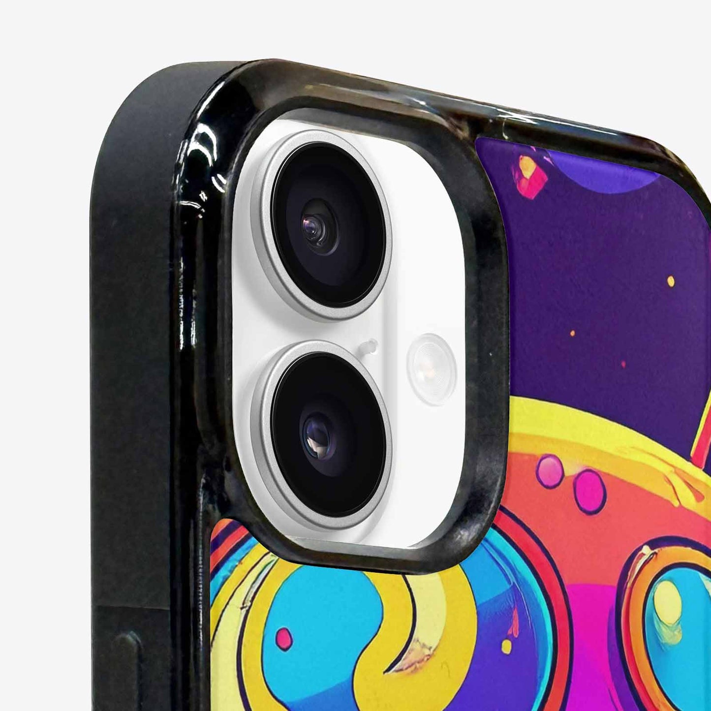 iPhone 16 Plus Case — Alien Ufo Cartoon Art Pattern Groovy, Custom Phone Case