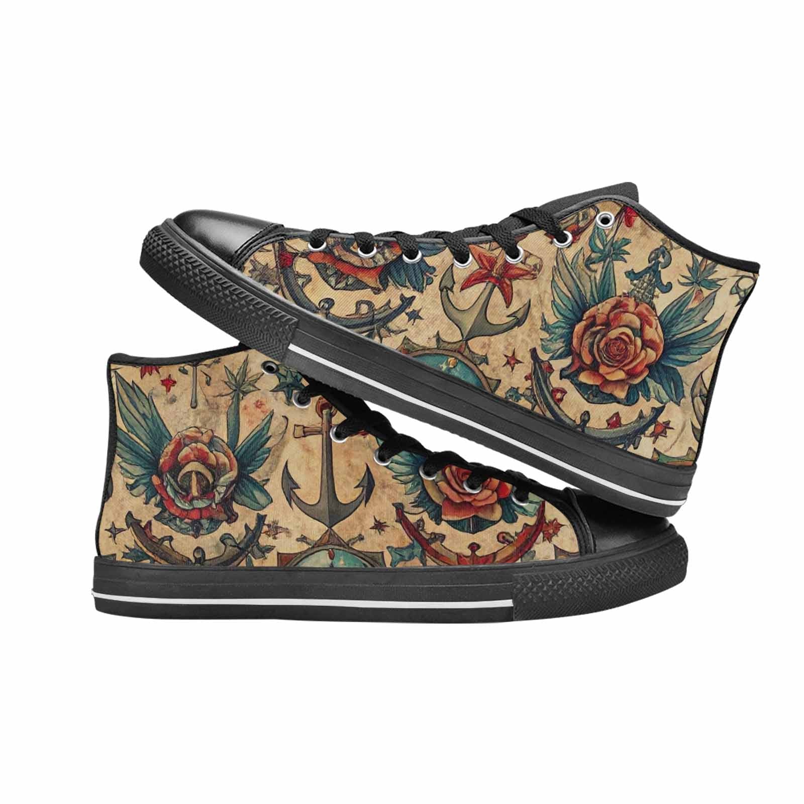 MEN'S Old School Tattoo High Top Canvas Surreal Custom Shoes