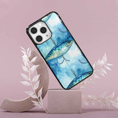 iPhone 15 Pro Max Case — Fishing Lure And Hook Pattern Seamless, Custom Printed Phone Case