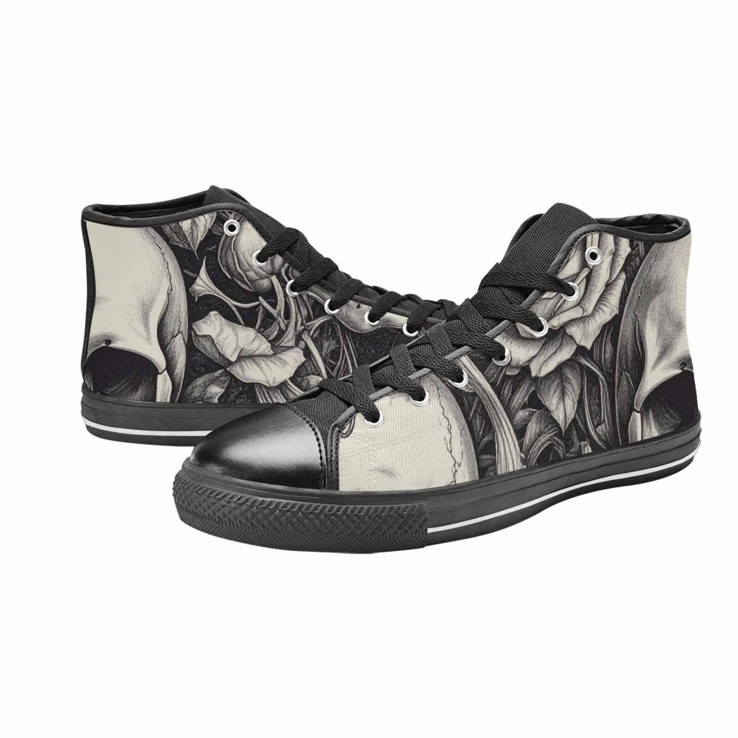 MEN'S Skulls Roses Pen Ink High Top Canvas Dreamcore Sneakers