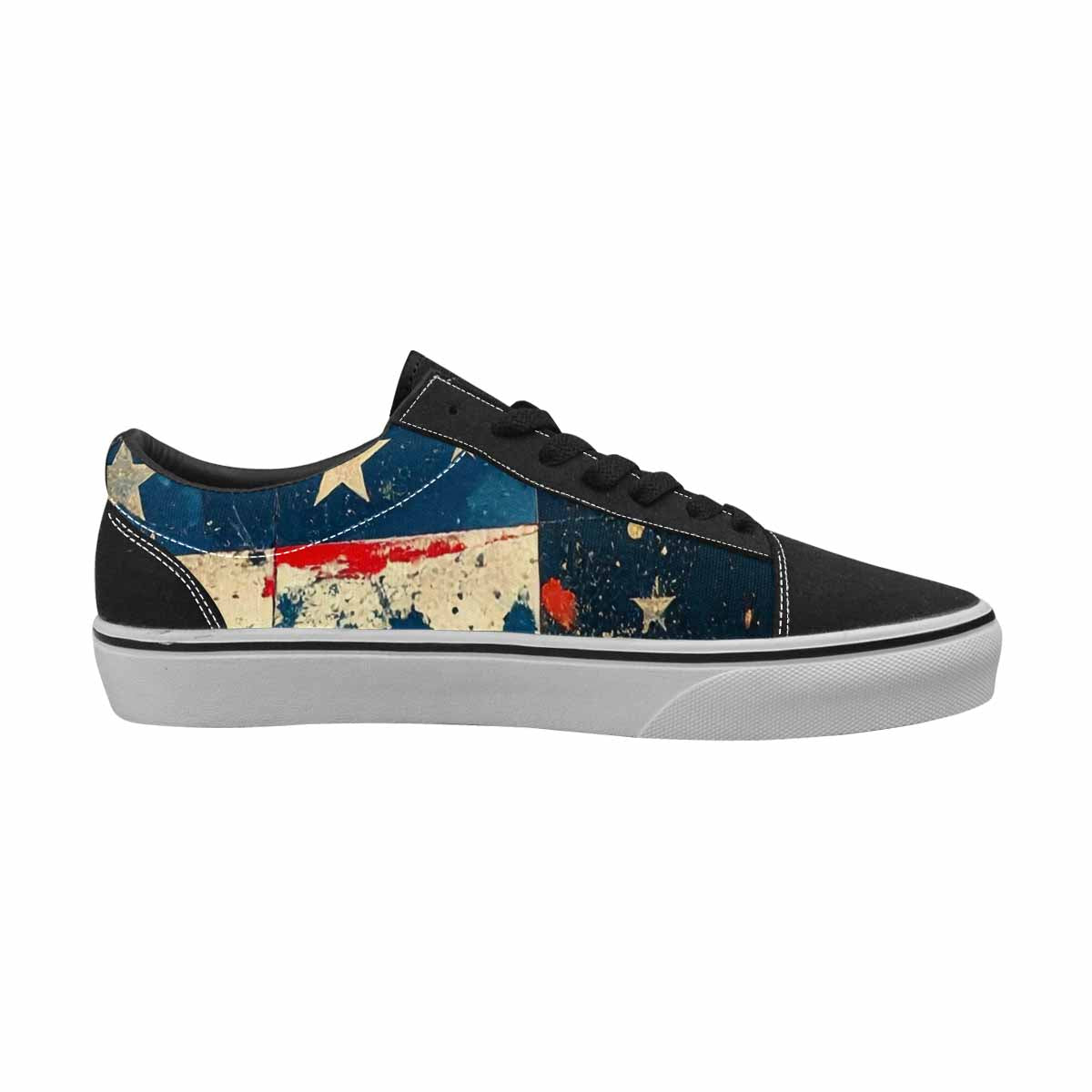 MEN'S American Flag Stars Canvas Lace-Up Grunge Custom Sneakers
