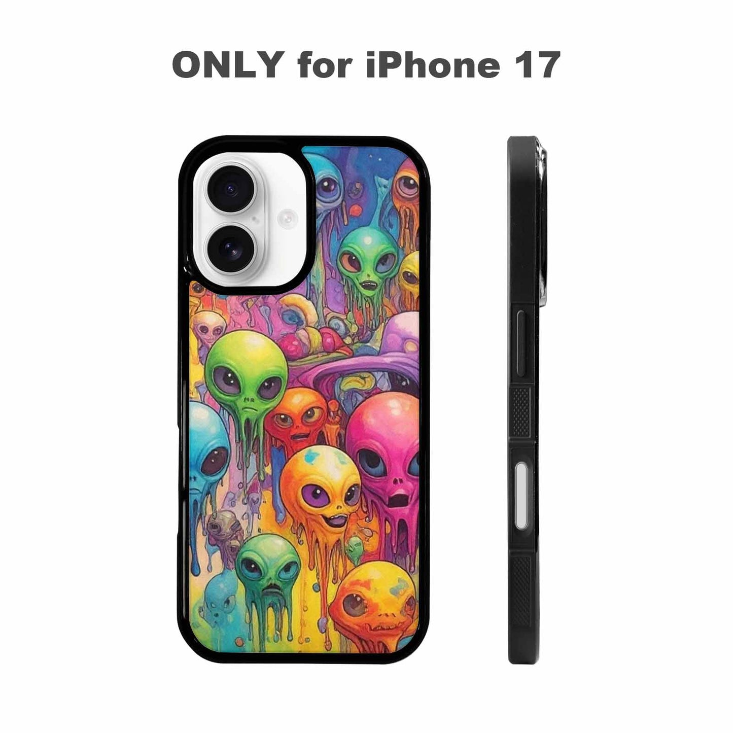 iPhone 17 Case — Melting Aliens Pattern Alien Scifi, Custom Made Phone Cover