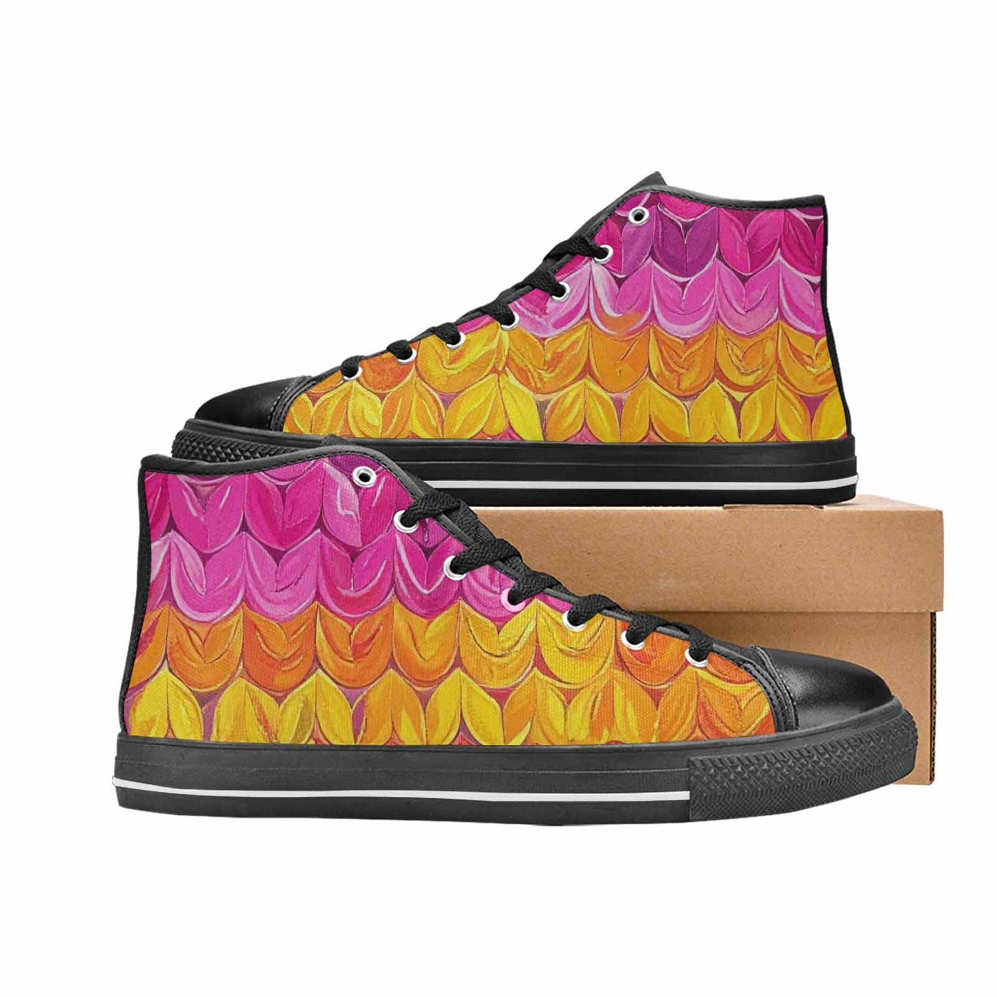 MEN'S Pansexual Flag Color High Top Canvas Neon Fantasy Shoes